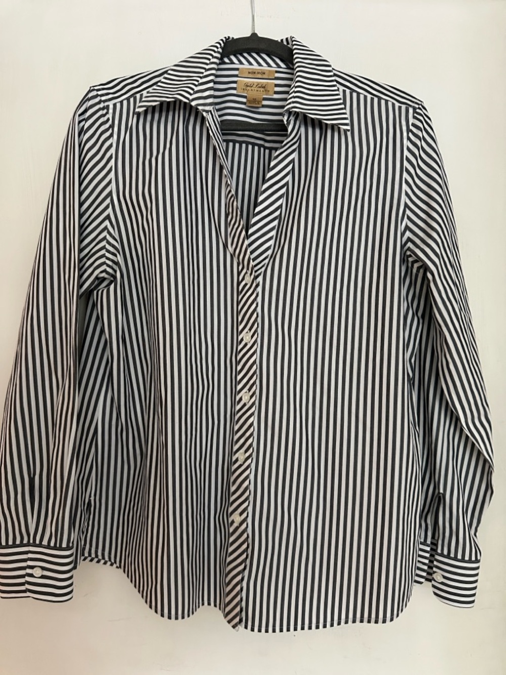 Nordstrom Black and White Vertical Stripe Button-Down Shirt